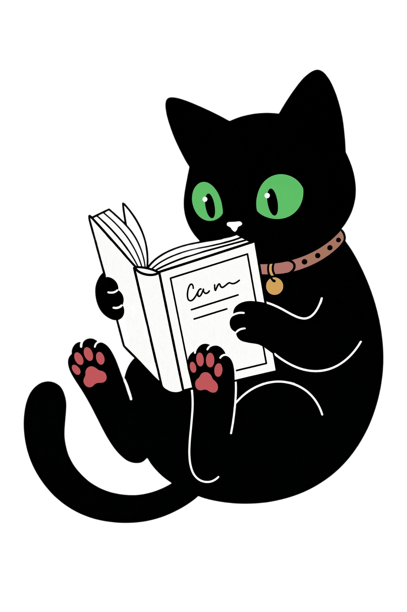 Tikki, la chatte de Marie Creugnet, qui lit un livre